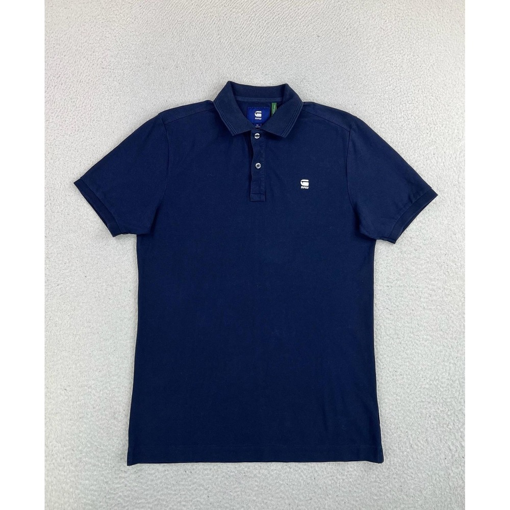 G-Star RAW Dunda Slim Polo Shirt Mens Medium Blue Organic Cotton Stretch D11595
